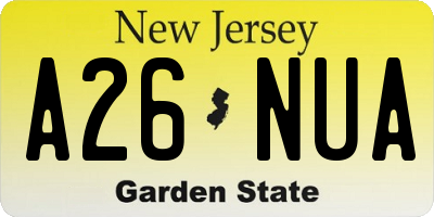 NJ license plate A26NUA