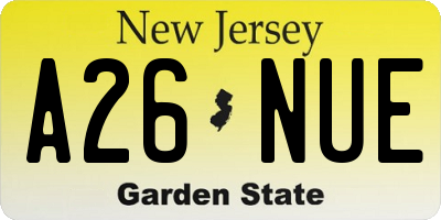 NJ license plate A26NUE