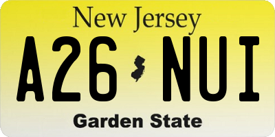 NJ license plate A26NUI