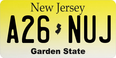 NJ license plate A26NUJ