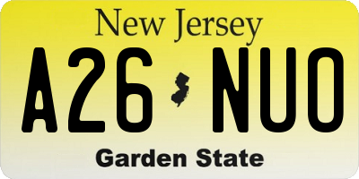 NJ license plate A26NUO