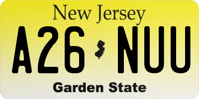 NJ license plate A26NUU