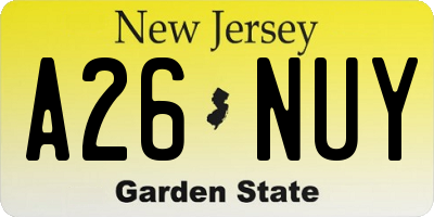 NJ license plate A26NUY