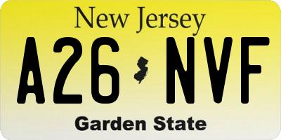 NJ license plate A26NVF