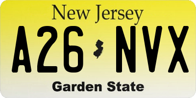 NJ license plate A26NVX