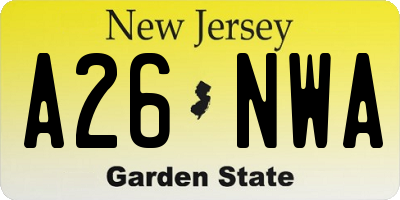 NJ license plate A26NWA