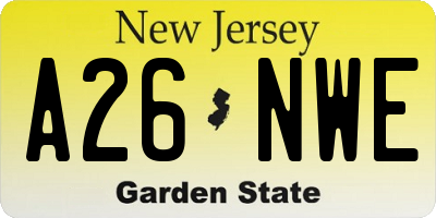 NJ license plate A26NWE