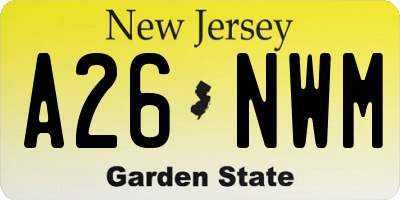 NJ license plate A26NWM