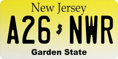 NJ license plate A26NWR