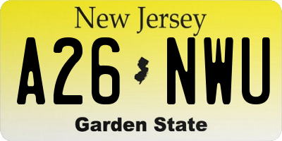NJ license plate A26NWU