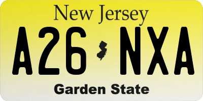 NJ license plate A26NXA
