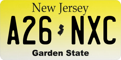 NJ license plate A26NXC