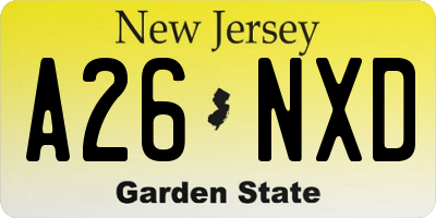 NJ license plate A26NXD