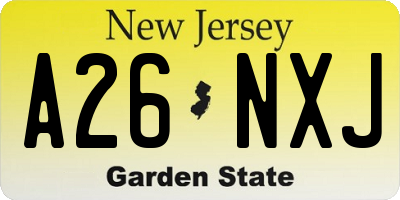 NJ license plate A26NXJ