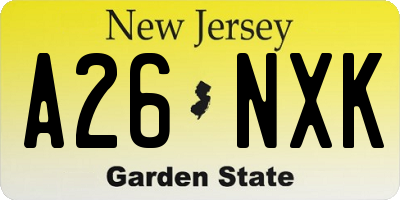 NJ license plate A26NXK