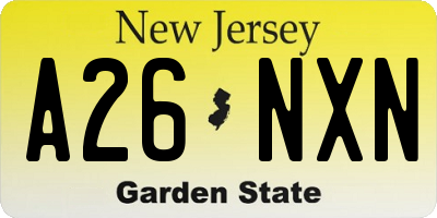 NJ license plate A26NXN