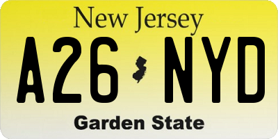 NJ license plate A26NYD