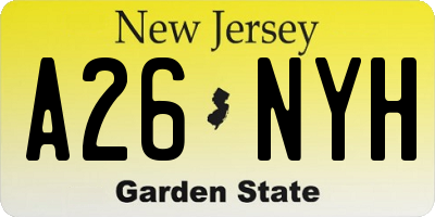 NJ license plate A26NYH