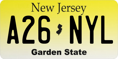 NJ license plate A26NYL