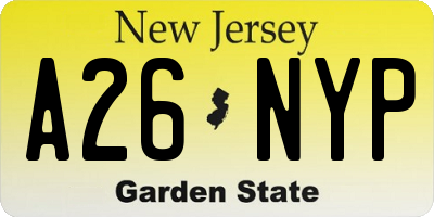 NJ license plate A26NYP