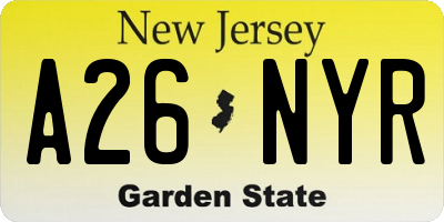 NJ license plate A26NYR