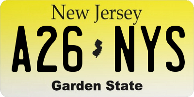 NJ license plate A26NYS