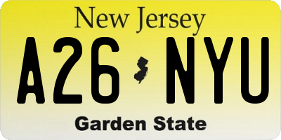 NJ license plate A26NYU