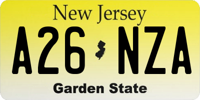NJ license plate A26NZA