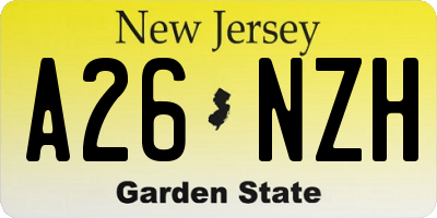 NJ license plate A26NZH