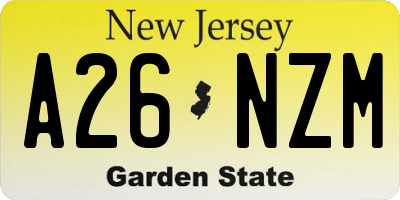 NJ license plate A26NZM