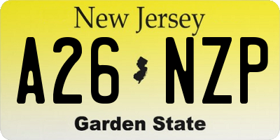 NJ license plate A26NZP