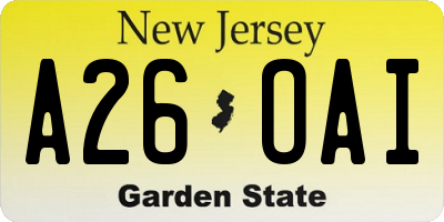 NJ license plate A26OAI