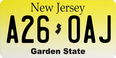 NJ license plate A26OAJ