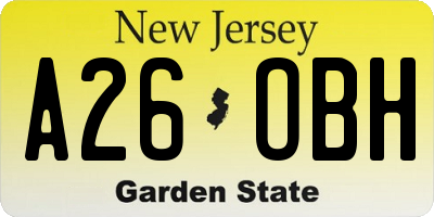 NJ license plate A26OBH