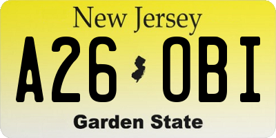 NJ license plate A26OBI