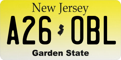 NJ license plate A26OBL