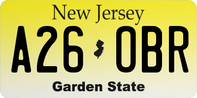 NJ license plate A26OBR