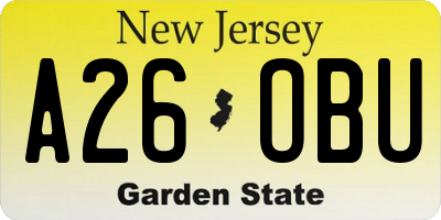 NJ license plate A26OBU