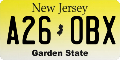 NJ license plate A26OBX