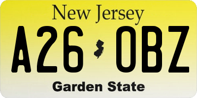 NJ license plate A26OBZ