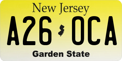 NJ license plate A26OCA