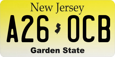 NJ license plate A26OCB