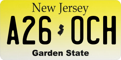 NJ license plate A26OCH