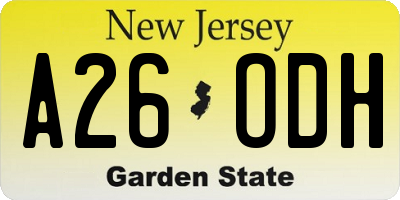 NJ license plate A26ODH