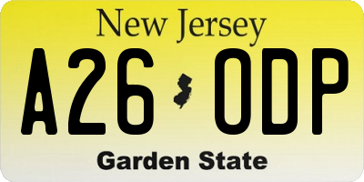 NJ license plate A26ODP