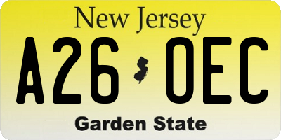 NJ license plate A26OEC