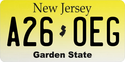 NJ license plate A26OEG