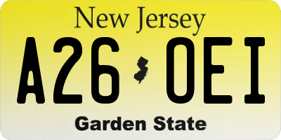 NJ license plate A26OEI