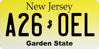 NJ license plate A26OEL