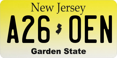 NJ license plate A26OEN